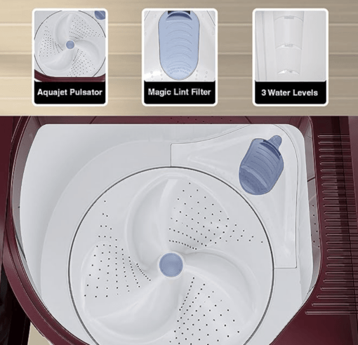 Godrej 9 Kg 5 Star Active Soak Technology Semi-Automatic Top Load Washing Machine (WS EDGEPRO 90 5.0 PPB3 WNRD, Wine Red, With Rain Shower Spin) - Image 2